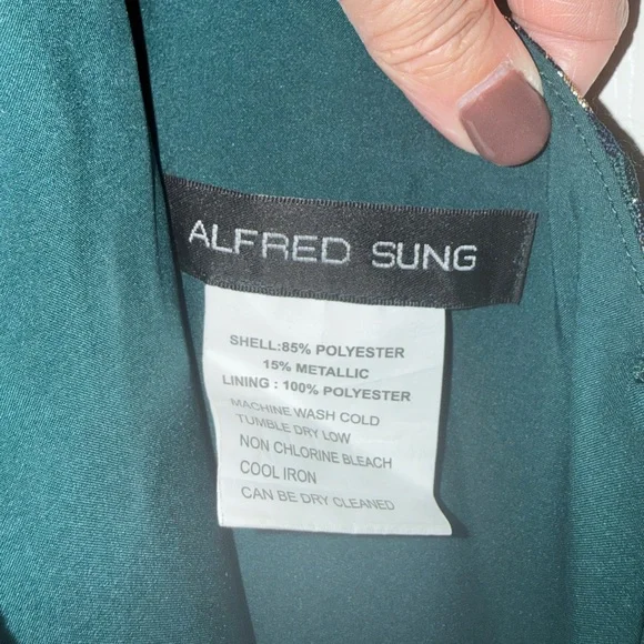 Alfred Sung Green Floral One-Shoulder Dress - Picture 4 of 5